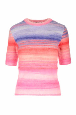 Brushed-Effect Striped Knitted Top