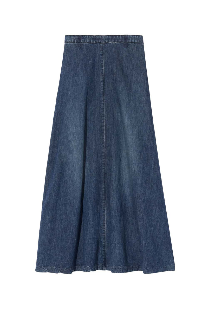 Astrid Cotton & Linen Maxi Denim Skirt