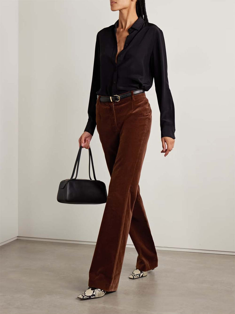 Corette Cotton-blend Velvet Straight-leg Pants