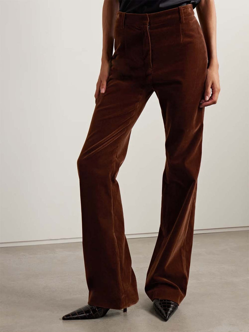 Corette Cotton-blend Velvet Straight-leg Pants
