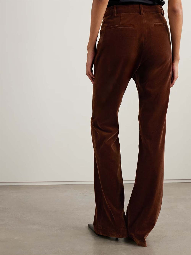 Corette Cotton-blend Velvet Straight-leg Pants
