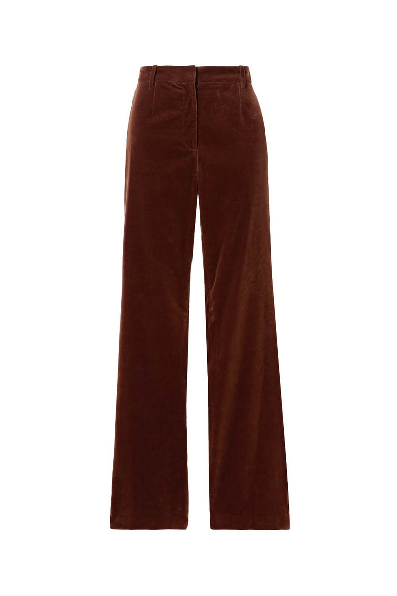 Corette Cotton-blend Velvet Straight-leg Pants