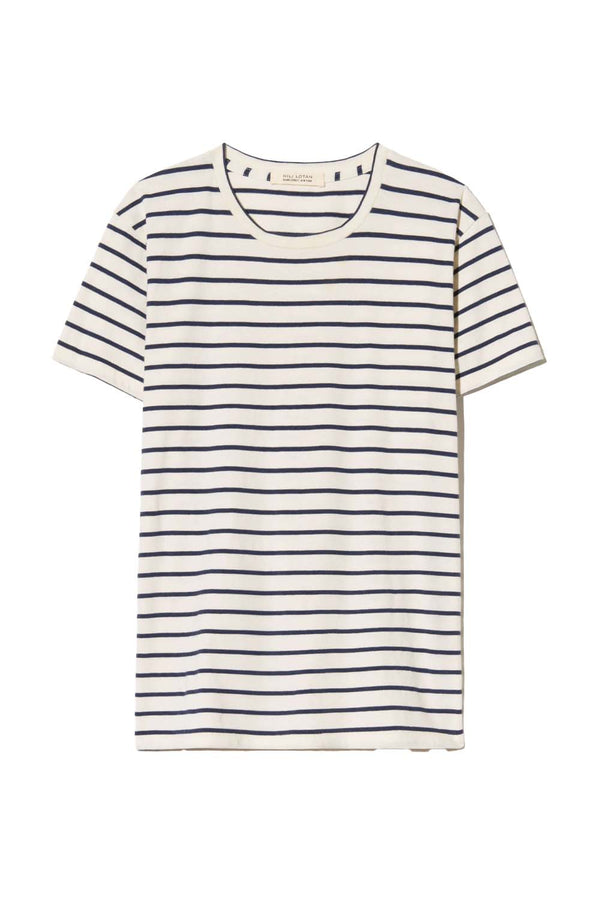 Lana Striped Short-Sleeve Cotton Crewneck T-Shirt