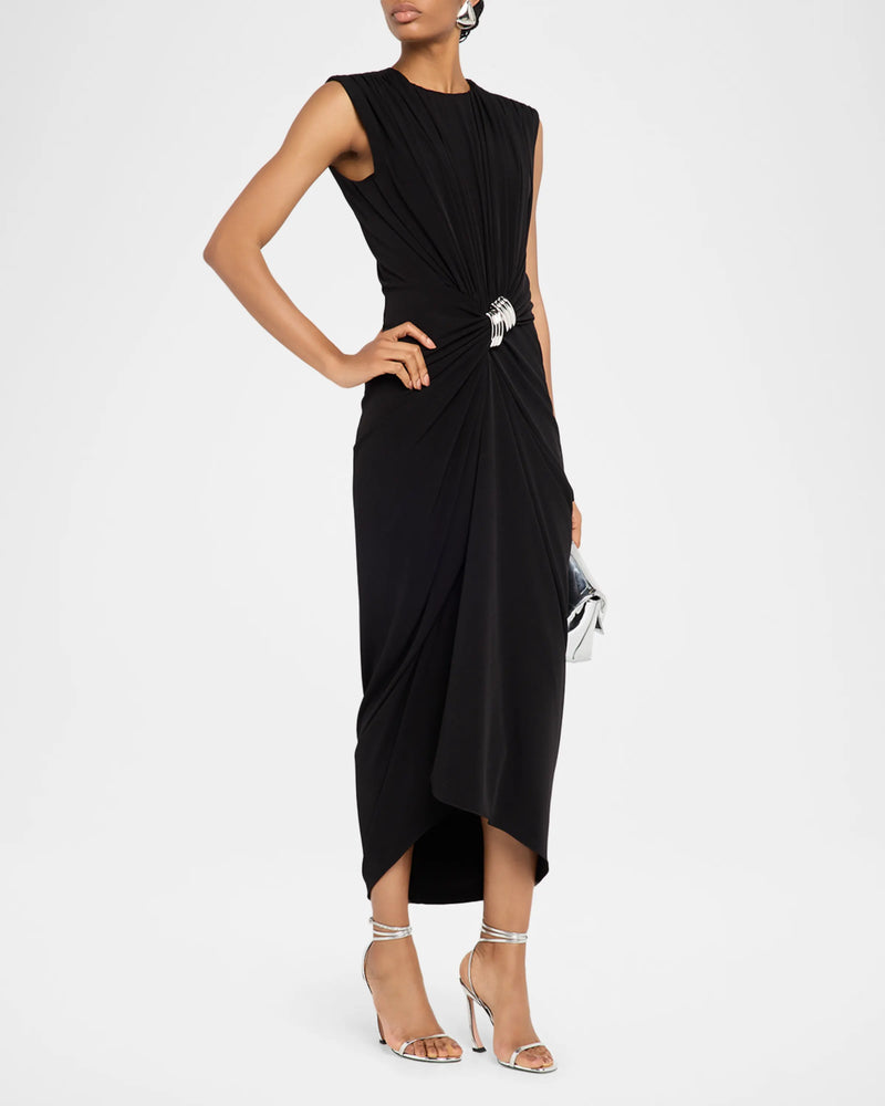 The Serena Embellished Gathered Stretch-Jersey Dress