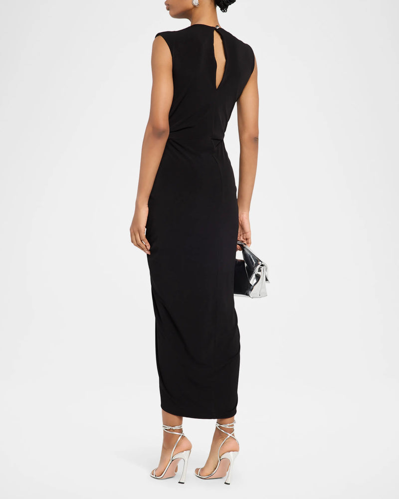 The Serena Embellished Gathered Stretch-Jersey Dress