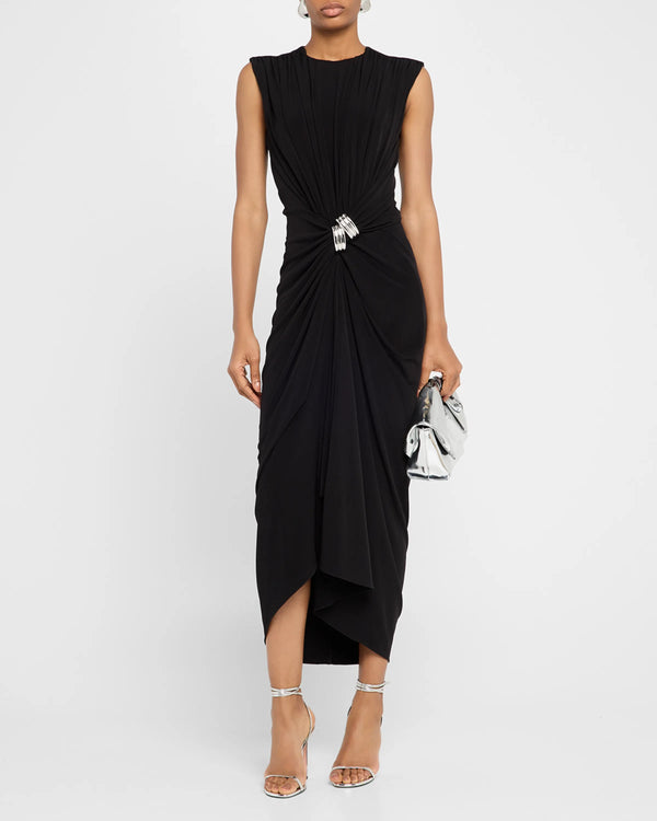 The Serena Embellished Gathered Stretch-Jersey Dress