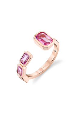 Pink Sapphire East West Floating Ring