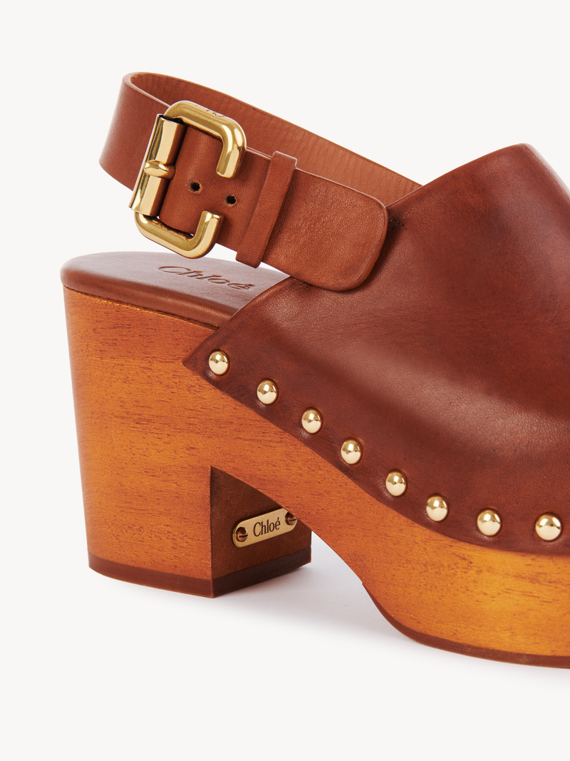 Jeannette Studded Leather Slingback Platform Clogs