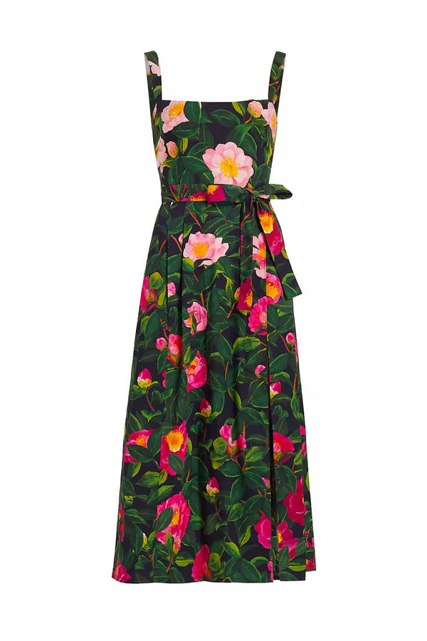 Sleeveless Camellias Poplin Tank Dress