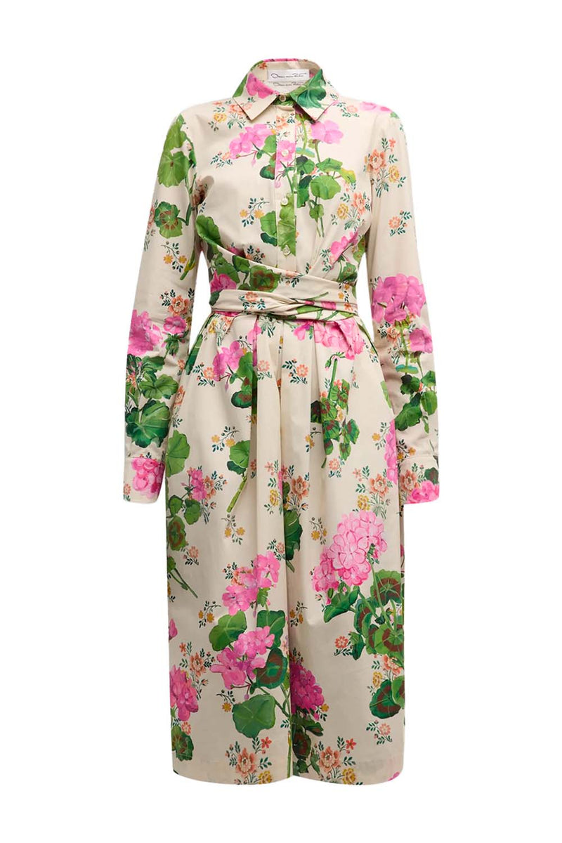 Long Sleeve Geranium Wallpaper Dress