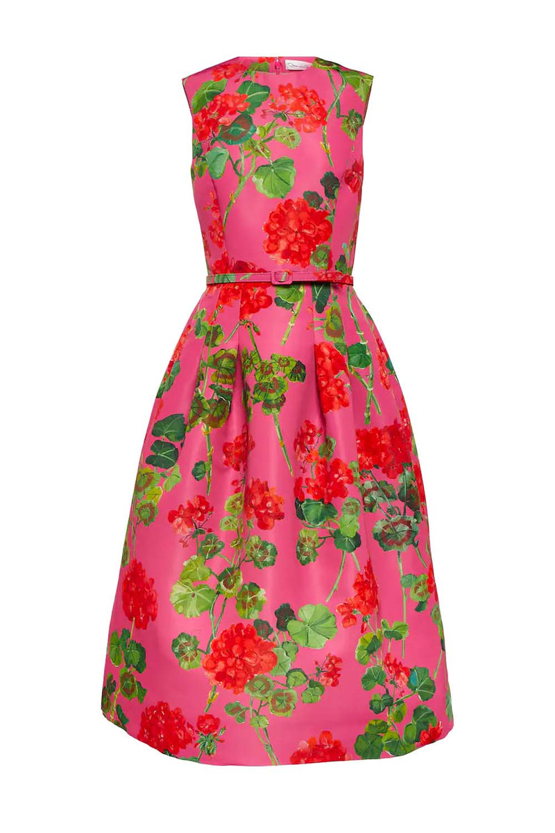Jewel Neck Geranium Faille Dress