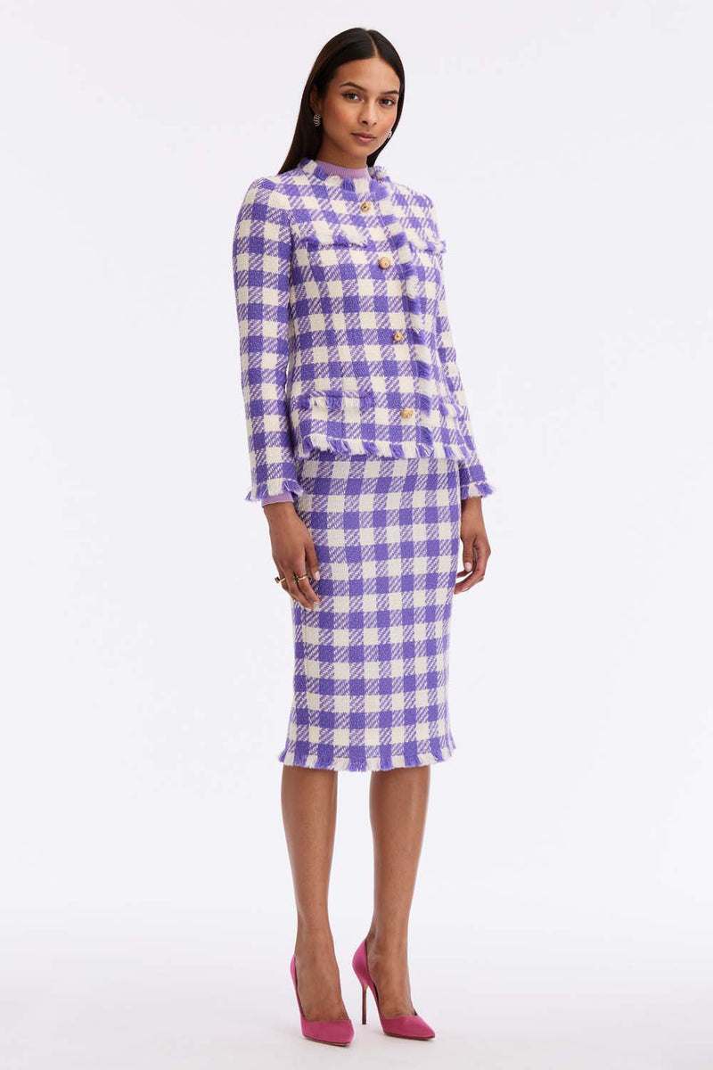 Twill Check Tweed Pencil Skirt