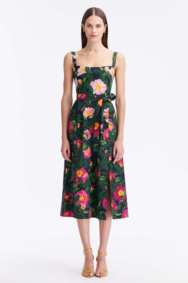 Sleeveless Camellias Poplin Tank Dress