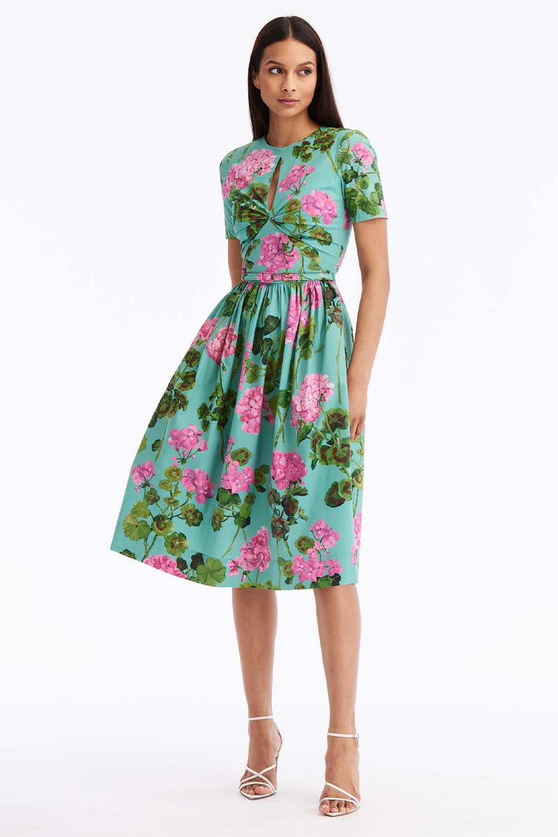 Twist Front Geranium Poplin Dress