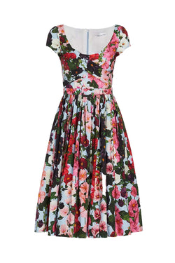 Hollyhocks Print Scoopneck Dress