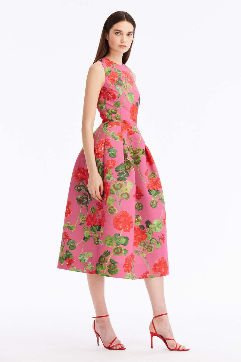Jewel Neck Geranium Faille Dress