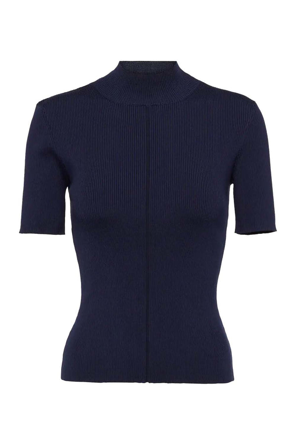 Mock Neck Ribbed Pullover