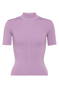 Short Sleeve Mock Neck Ribbed Pullover