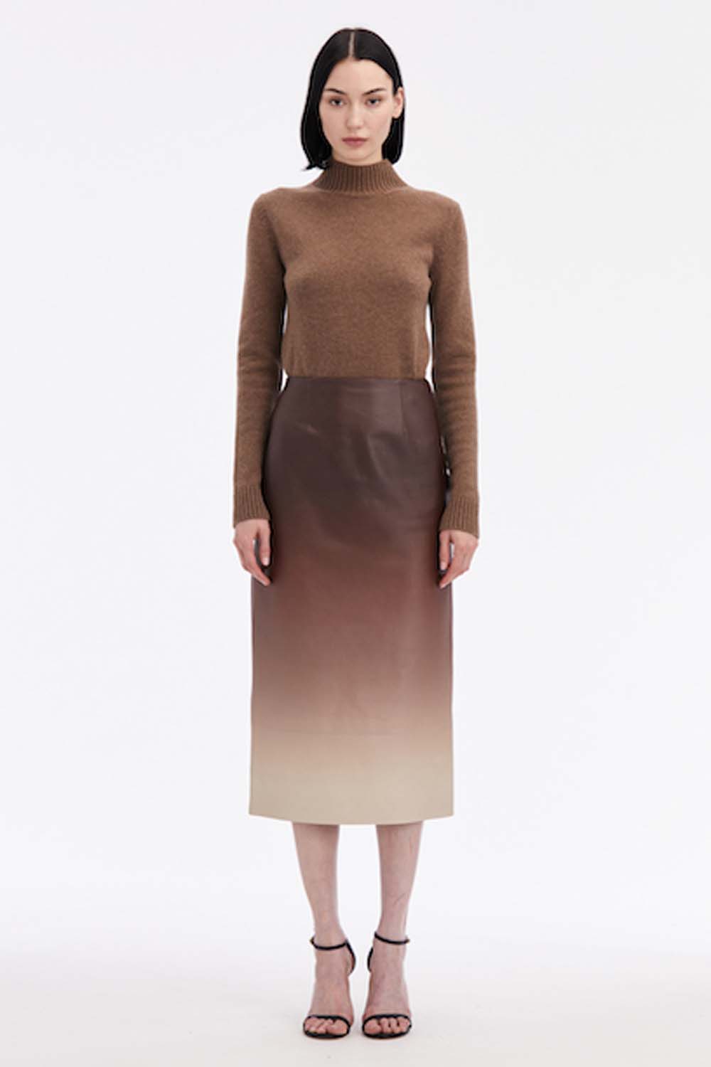 Leather Ombre Pencil Skirt - Main Image