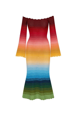 OSCAR DE LA RENTA OFF SHOULDER RAINBOW OMBRE DRESS Belinda International OSCAR DE LA RENTA OFF SHOULDER RAINBOW OMBRE DRESS Belinda International