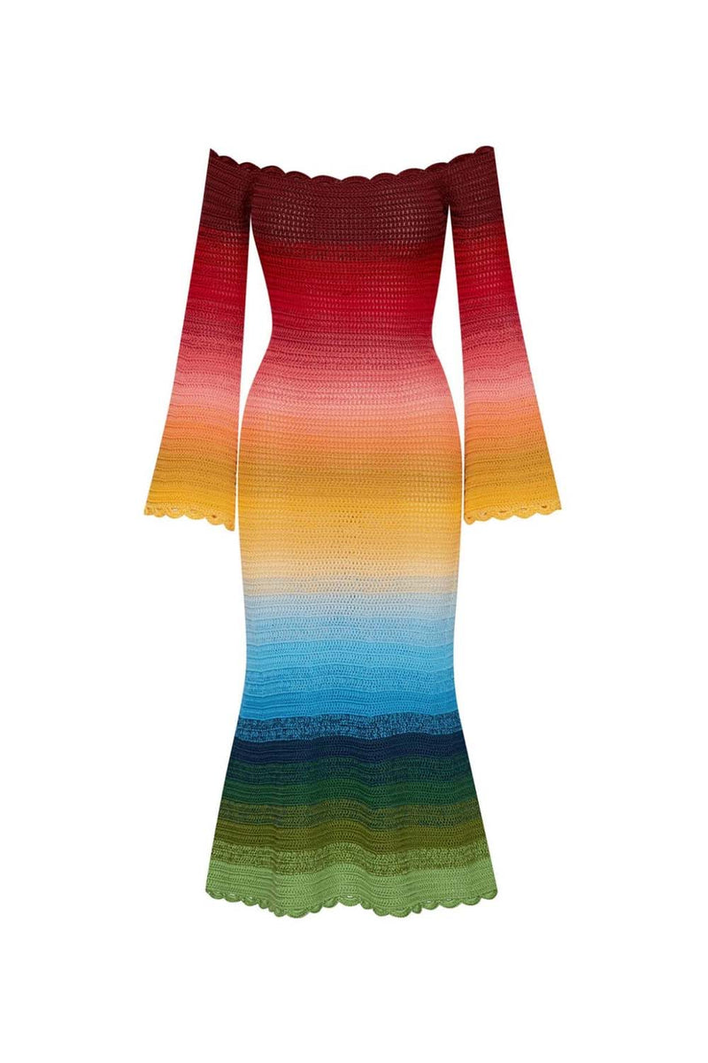 OSCAR DE LA RENTA OFF SHOULDER RAINBOW OMBRE DRESS Belinda International OSCAR DE LA RENTA OFF SHOULDER RAINBOW OMBRE DRESS Belinda International
