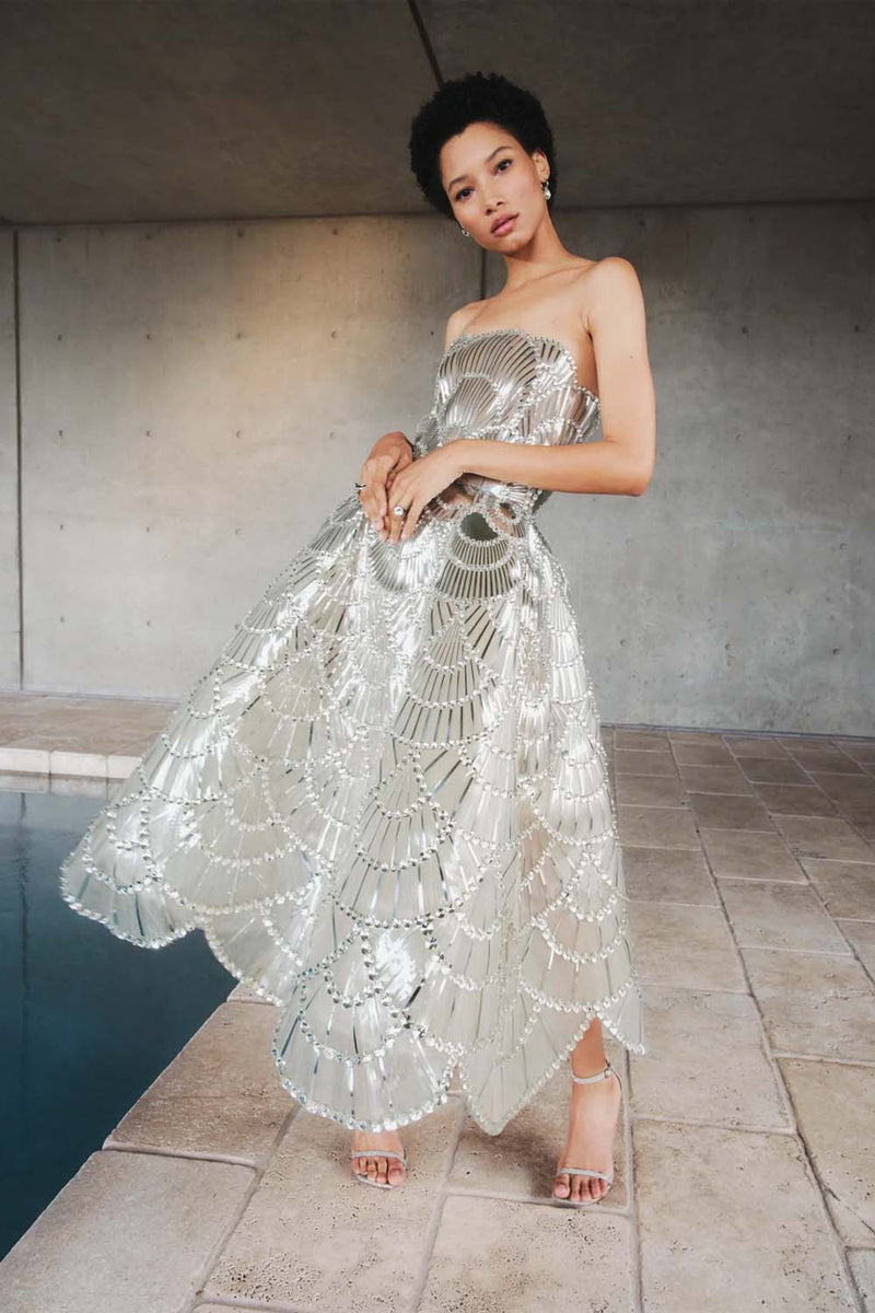 Strapless Crystal Embroidered Gown