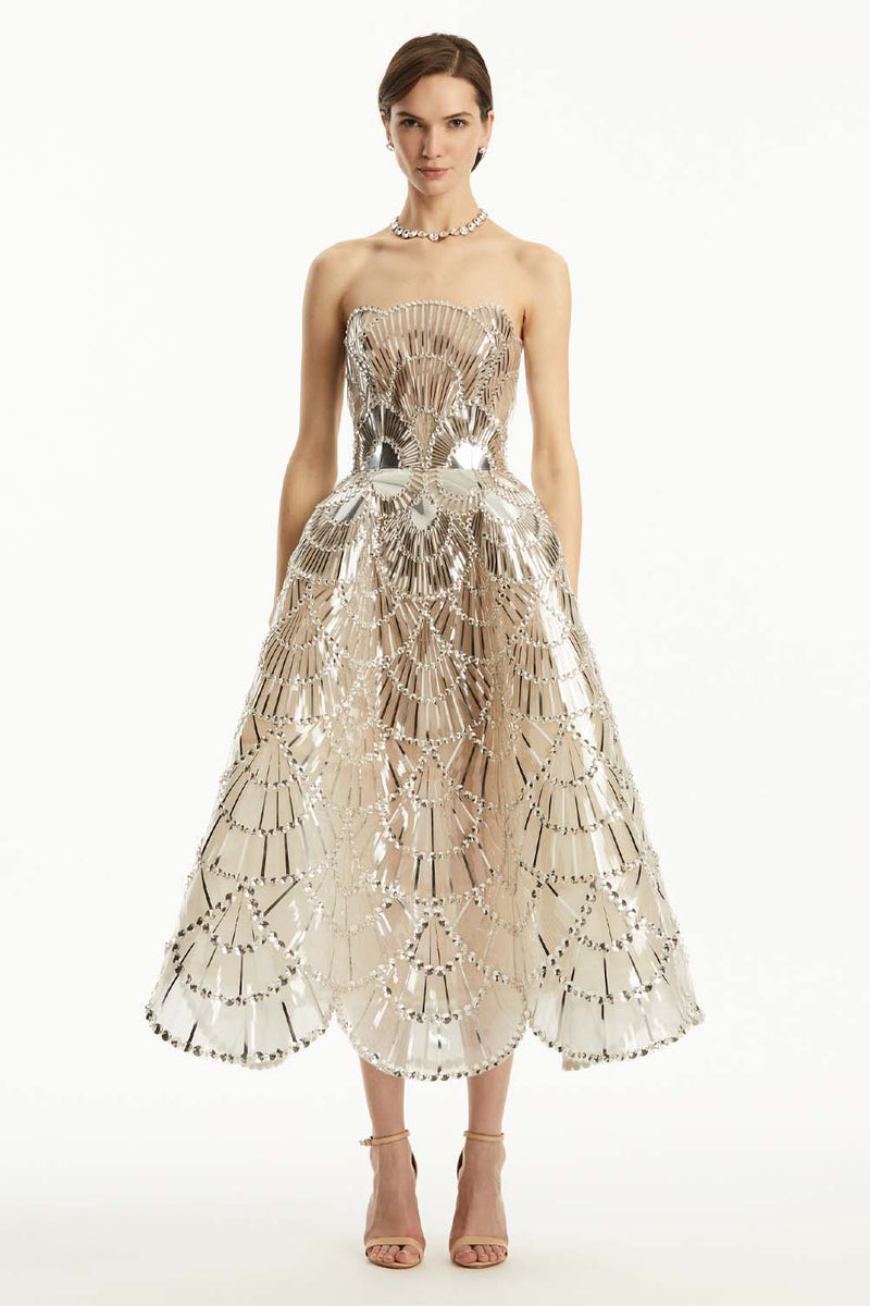 Strapless Crystal Embroidered Gown