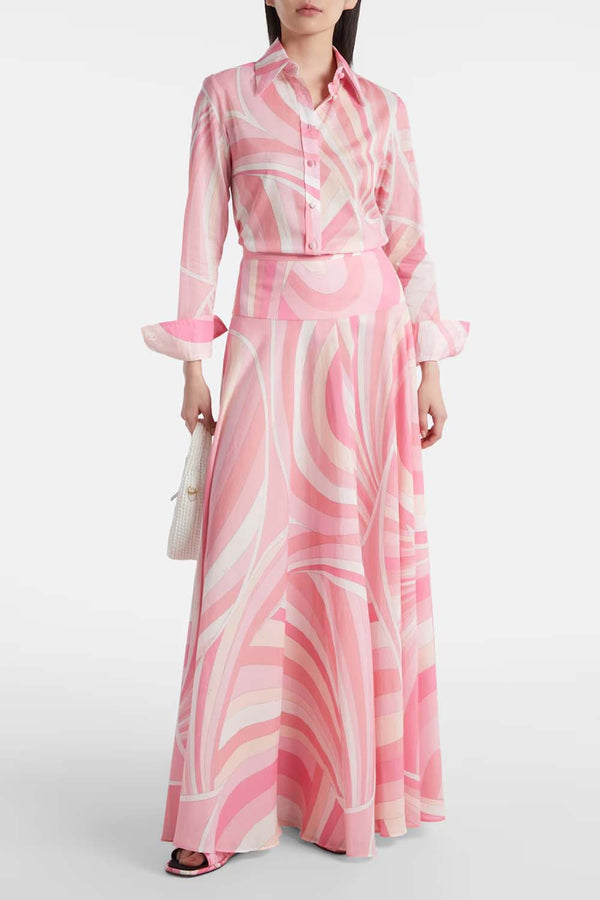 Iride Print Cotton Maxi Skirt