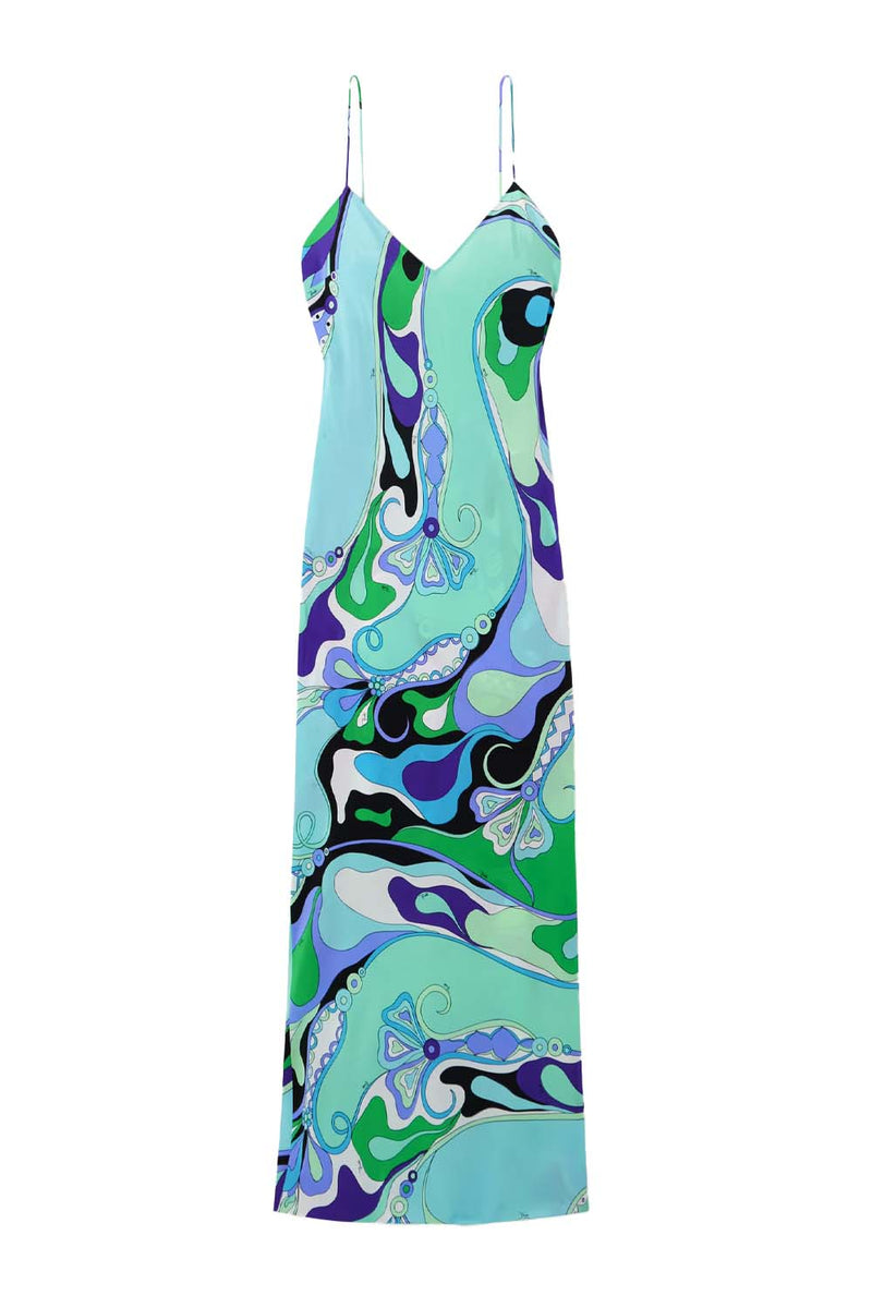 Silk Crepe de Chine 'Orchidee' Print Maxi Dress