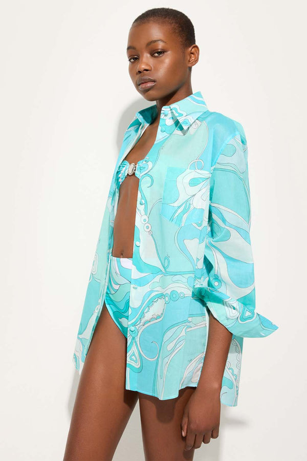 Orchidee Print Cotton Muslin Shirt
