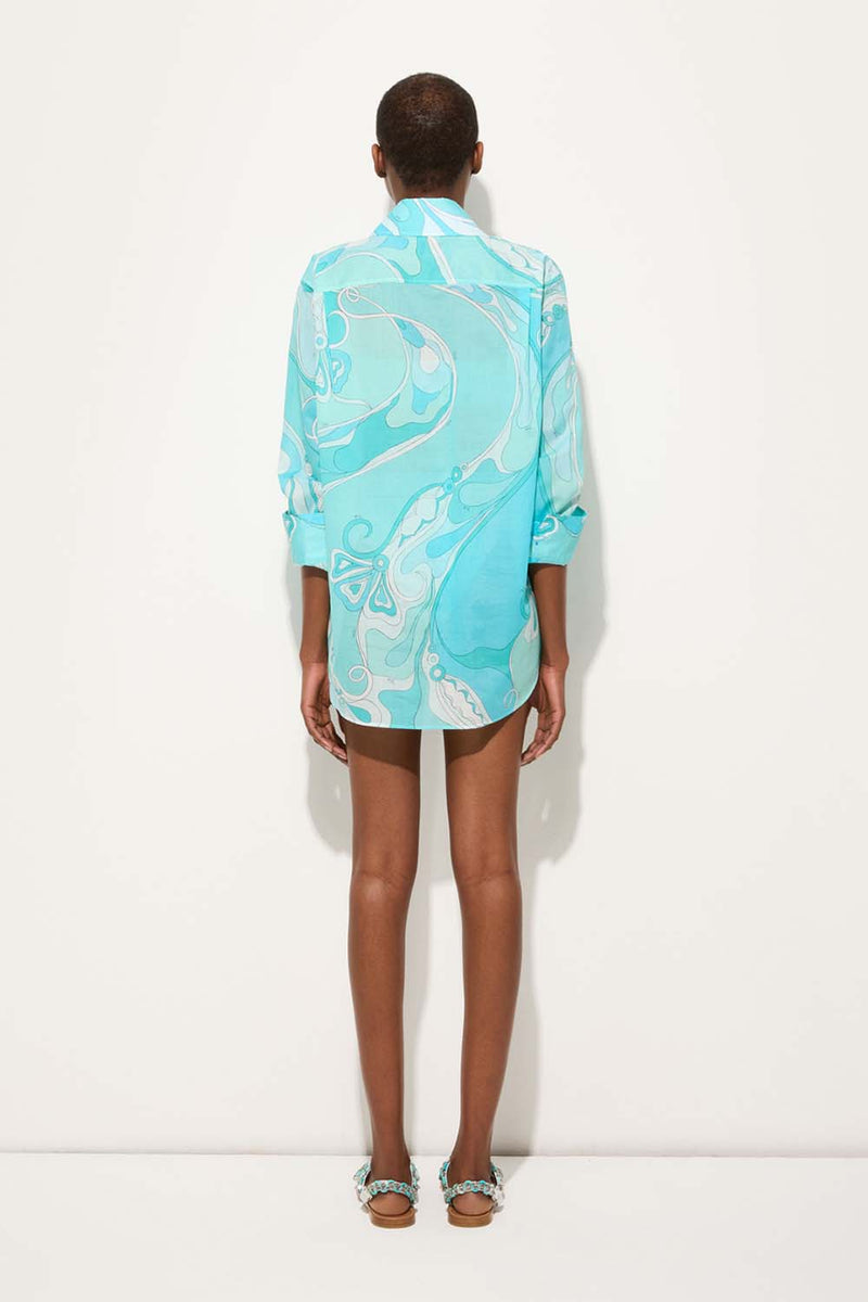 Orchidee Print Cotton Muslin Shirt