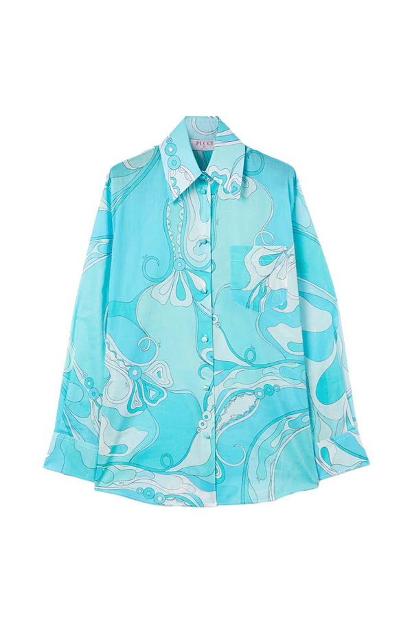 Orchidee Print Cotton Muslin Shirt