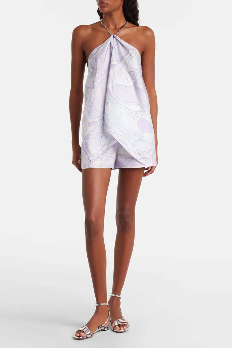 Silk Twill Orchidee Chain Top