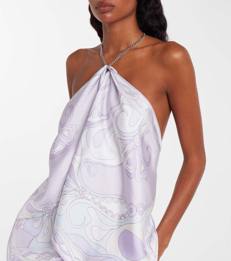 Silk Twill Orchidee Chain Top