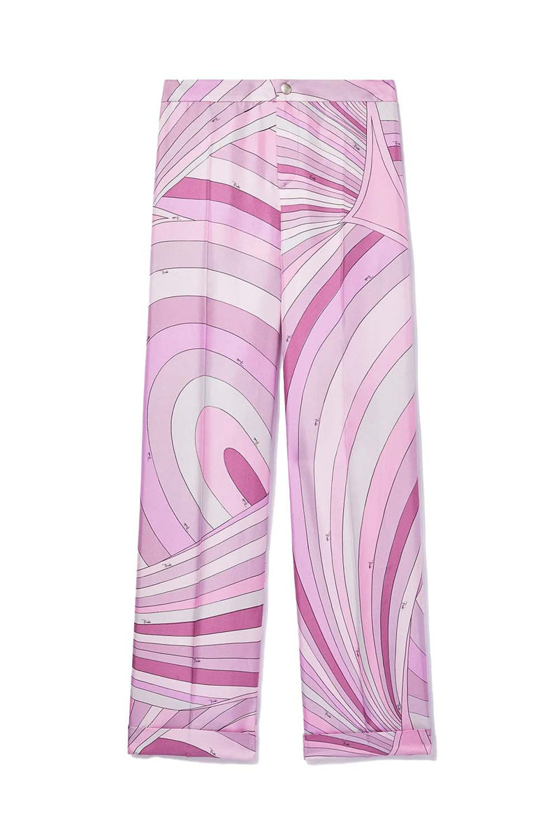 Iride-Print Silk Twill Trousers