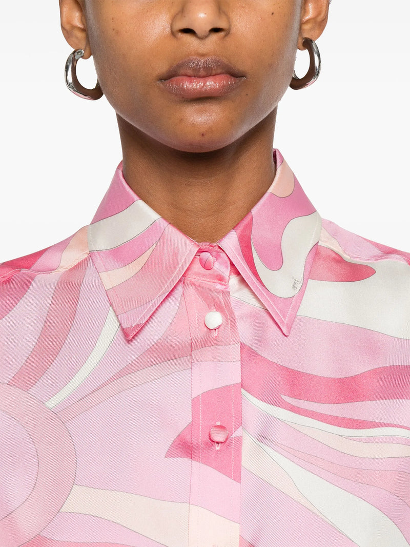 Silk Twill Marmo Print Shirt