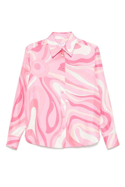 Silk Twill Marmo Print Shirt
