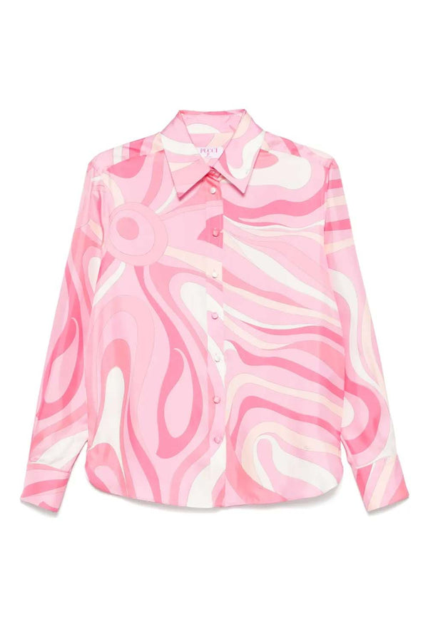 Silk Twill Marmo Print Shirt