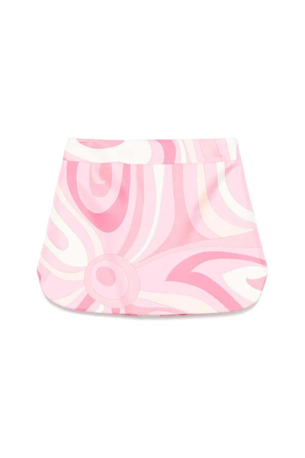 Silk Twill Marmo Print Silk Mini Skirt