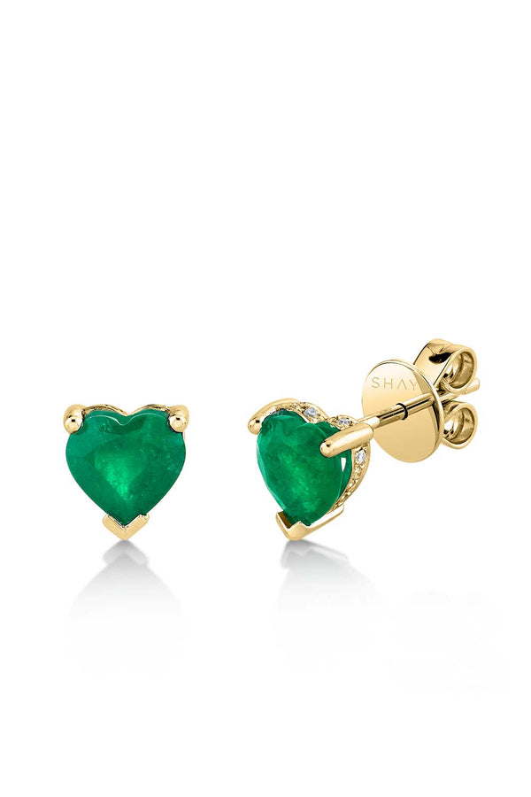 Emerald Heart Halo Studs
