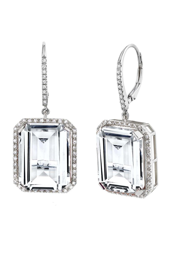 White Topaz Portrait Gemstone Earrings