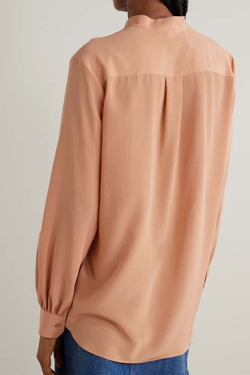 Bib Detail Silk Blouse