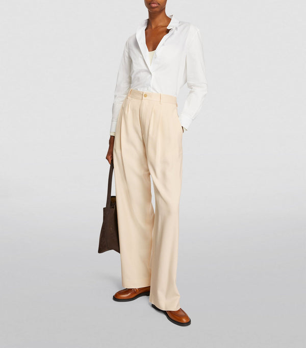 Rufos Pleated Cotton Wide-Leg Pants