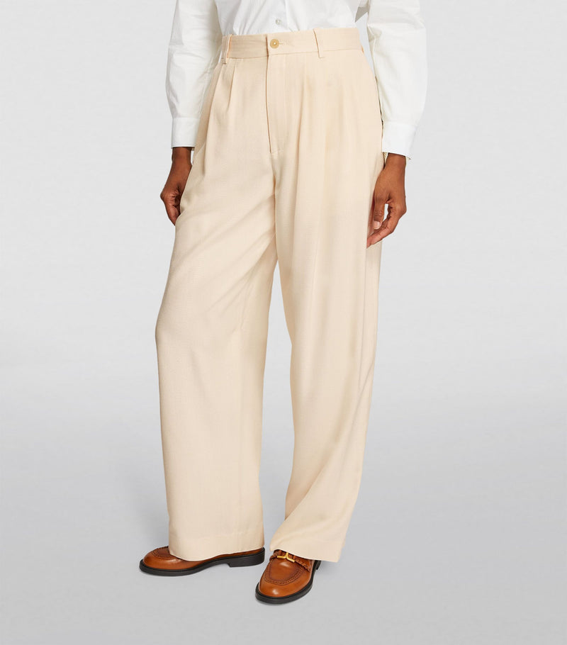 Rufos Pleated Cotton Wide-Leg Pants