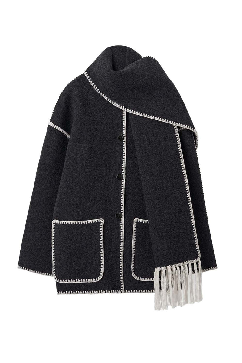 Embroidered Scarf Jacket