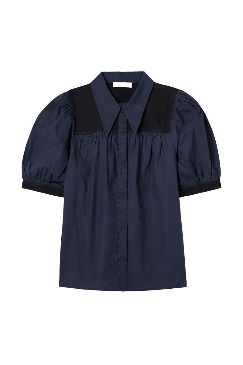 Freja Colour-Blocked Cotton Blouse