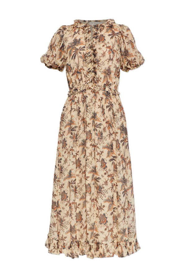 Rosamunde Puff Sleeve Silk Dress