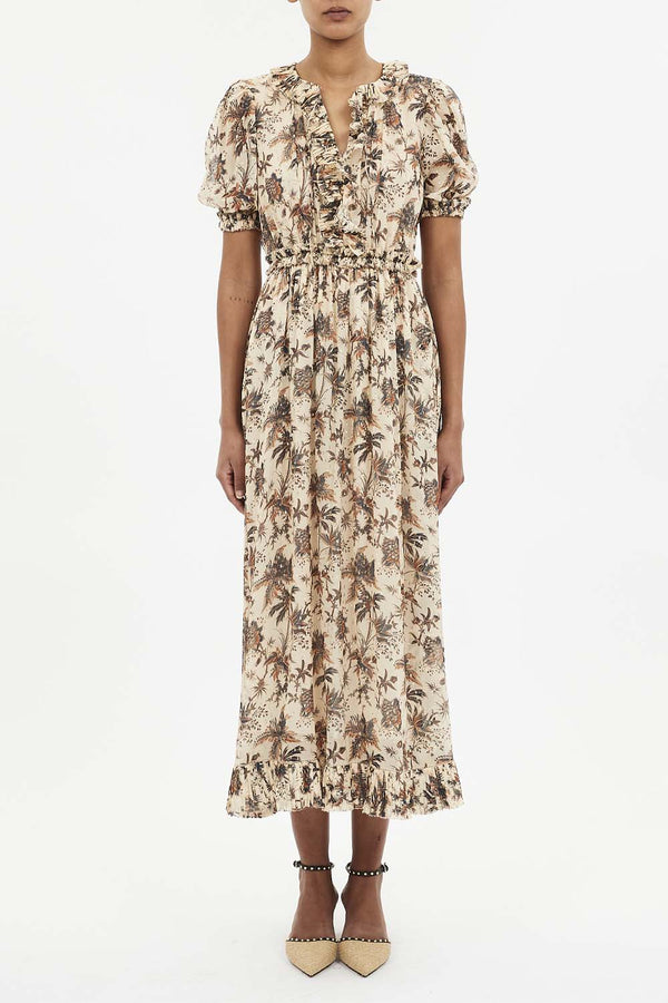 Rosamunde Puff Sleeve Silk Dress