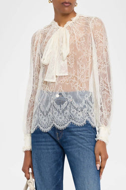 Iliana Lace Neck-Tie Blouse