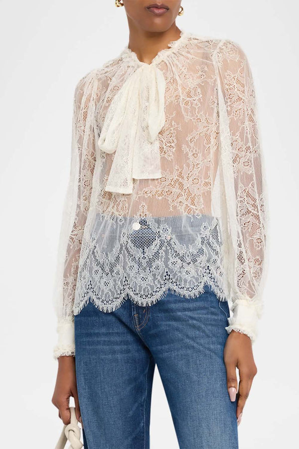 Iliana Lace Neck-Tie Blouse